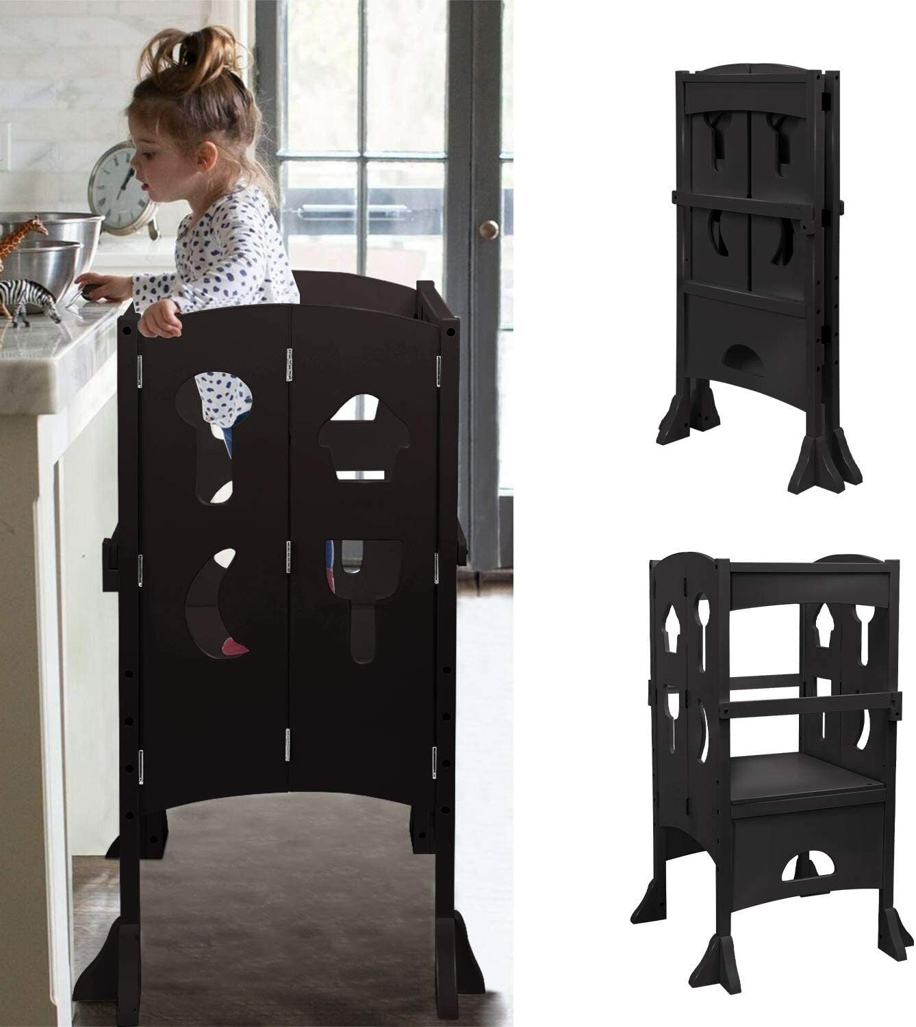 Kids Kitchen Standing Stool Tower-Folding Step Stool