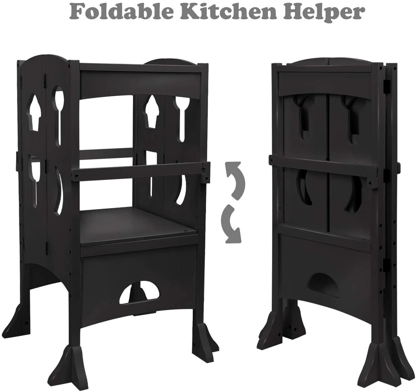 Kids Kitchen Standing Stool Tower-Folding Step Stool