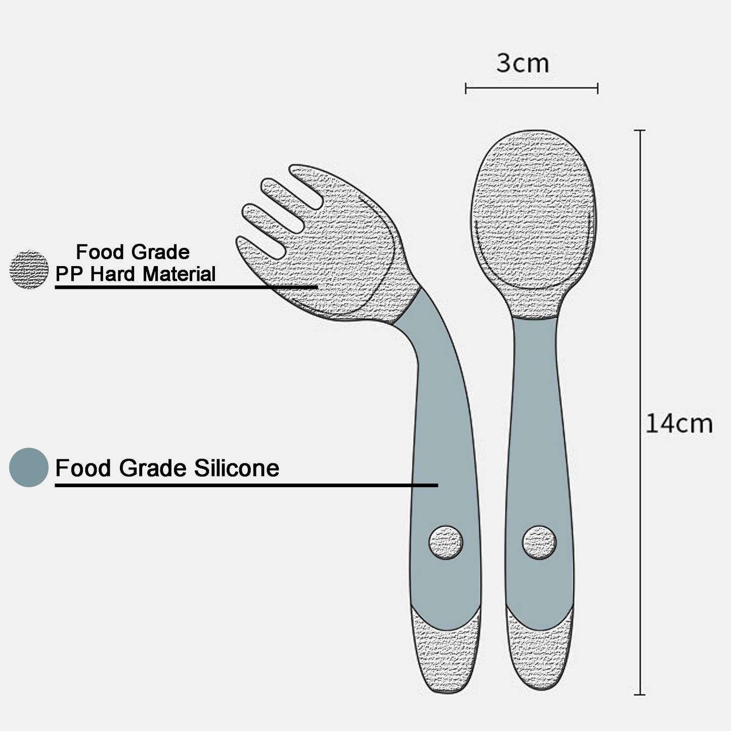 Silicone Soft Spoon & Fork Utensil Set -Learn To Eat Training