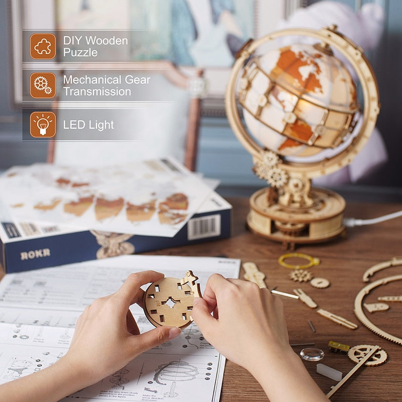 3D Wooden Puzzle-Luminous Lamp-Assemble Model Kit