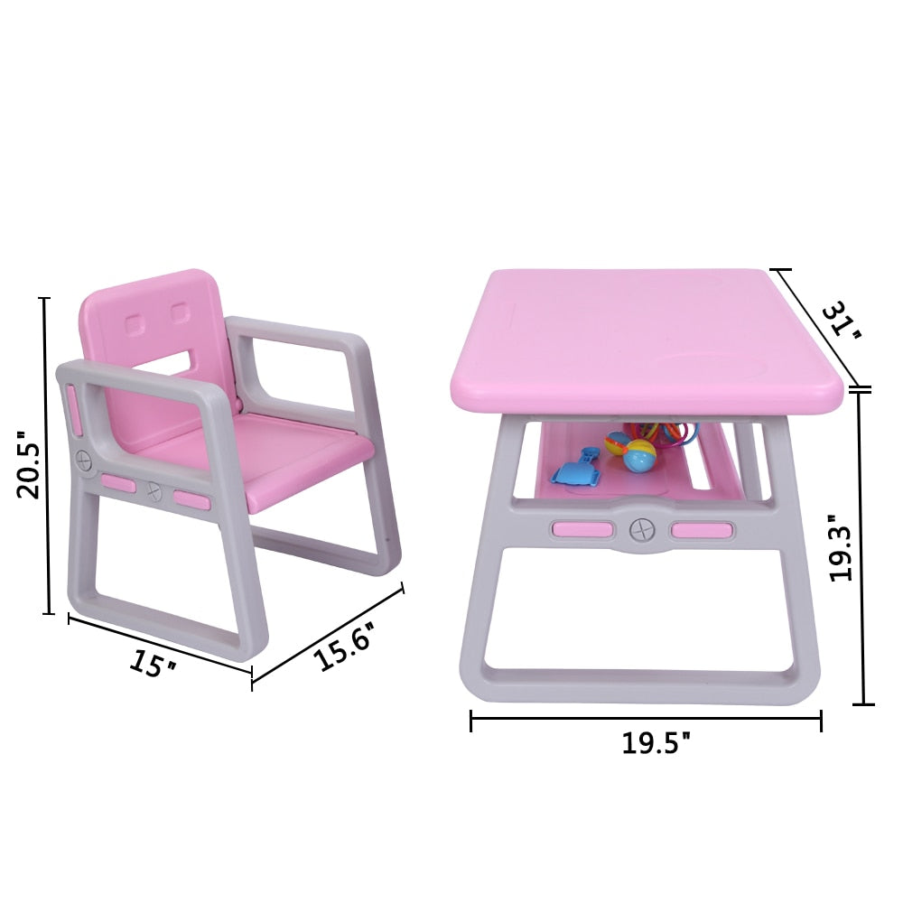 Kids Table and 2 Chair Set for Toddlers-Blue or Pink