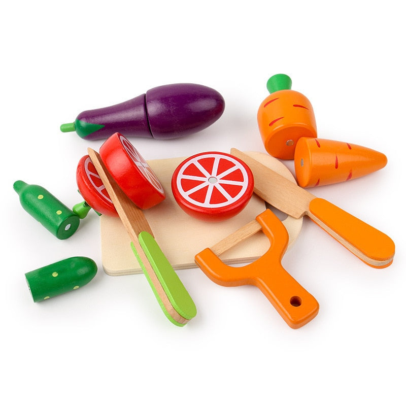 Kids Wooden Magnetic Cut Fruit/Vegetable Cooking Set