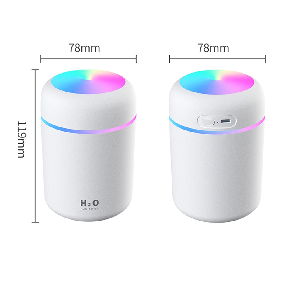 USB Mini Air Humidifier 300ml/ Air Purifier-Ultrasonic, Soft Light, Cool Mist Maker