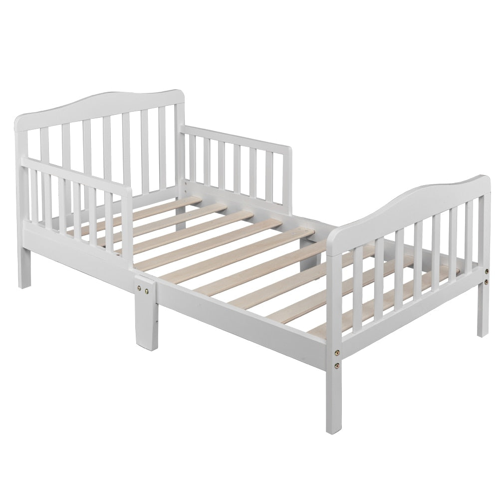 Wooden Baby Toddler Bed with Safety Guardrails -3 Color Choices