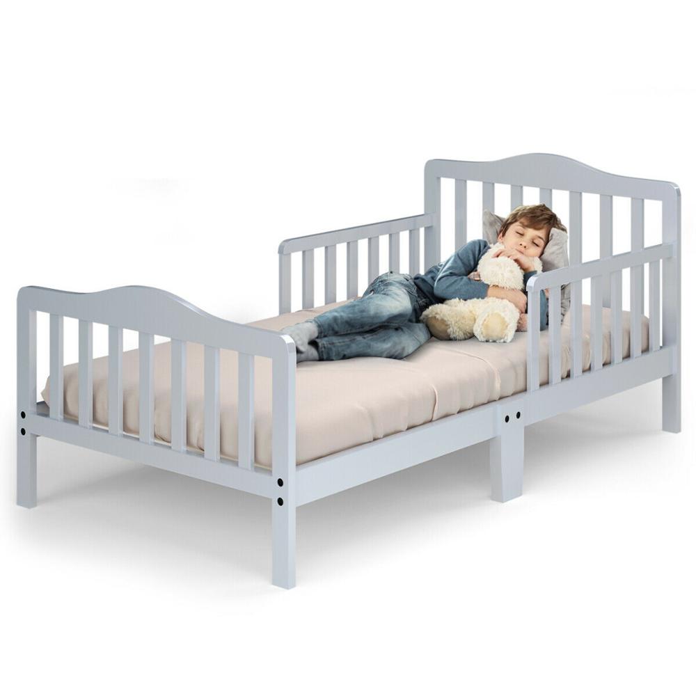 Classic Toddler Wood Bed w/ Guardrails