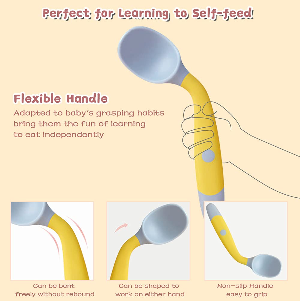 Silicone Soft Spoon & Fork Utensil Set -Learn To Eat Training