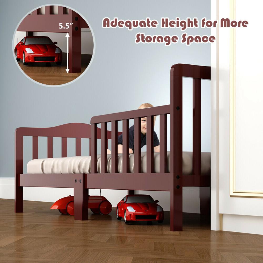 Classic Toddler Wood Bed w/ Guardrails