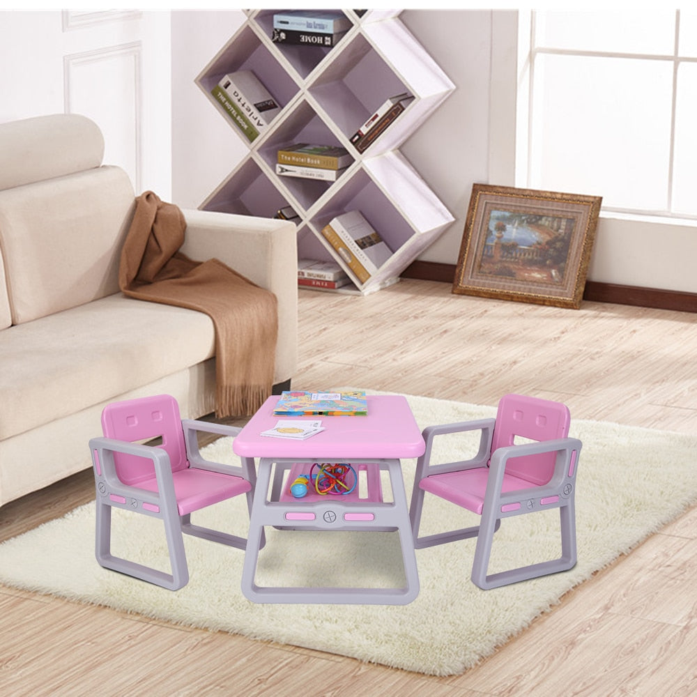 Kids Table and 2 Chair Set for Toddlers-Blue or Pink