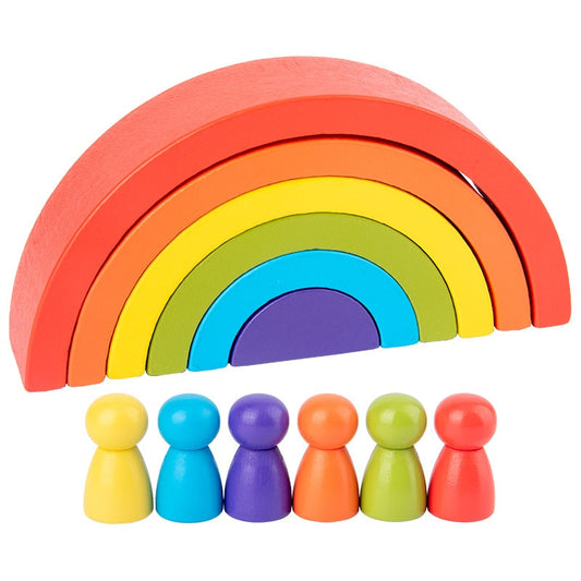 Wooden Arch Bridge Semicircle Rainbow Building Blocks Set-Montessori