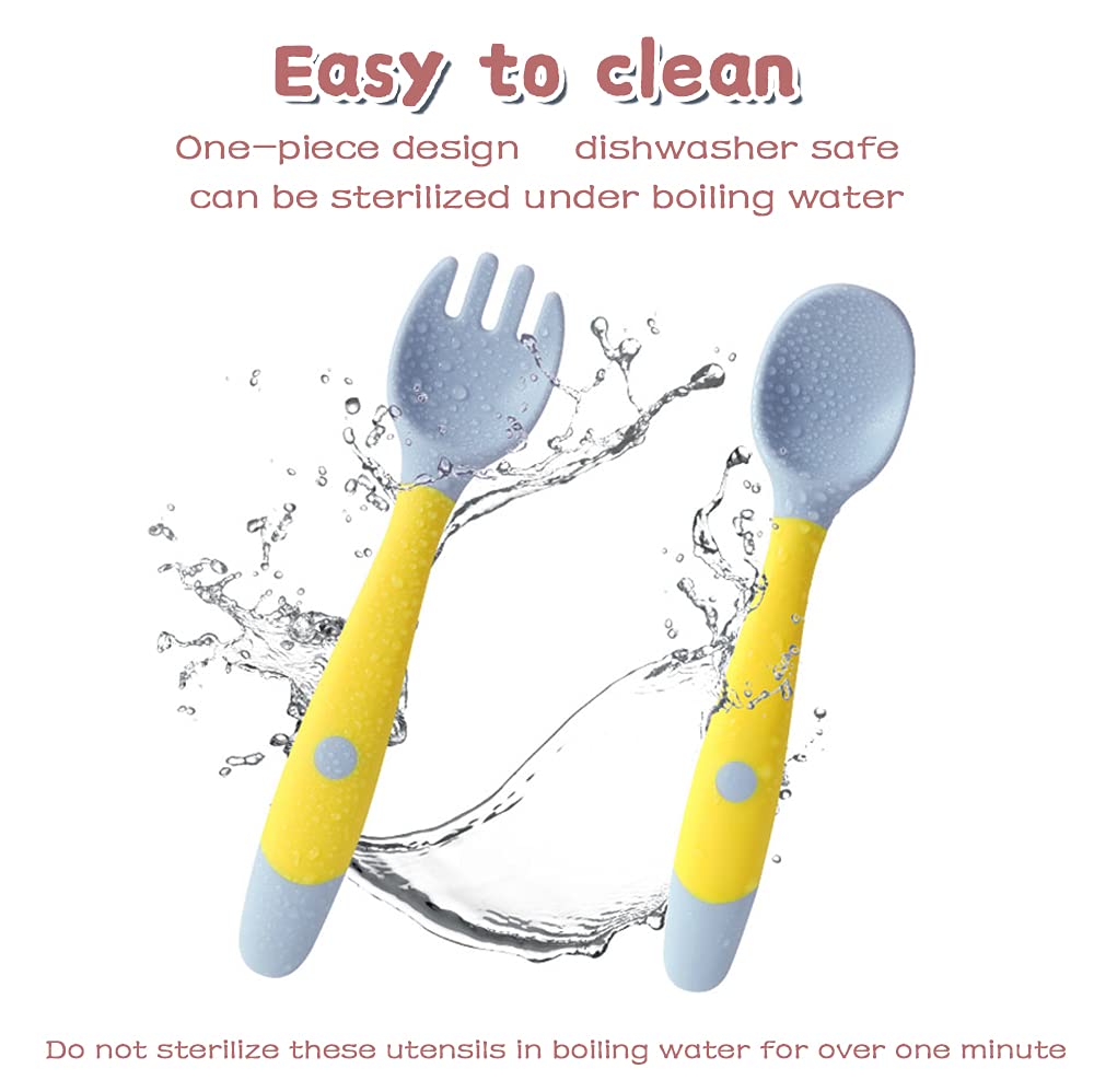 Silicone Soft Spoon & Fork Utensil Set -Learn To Eat Training