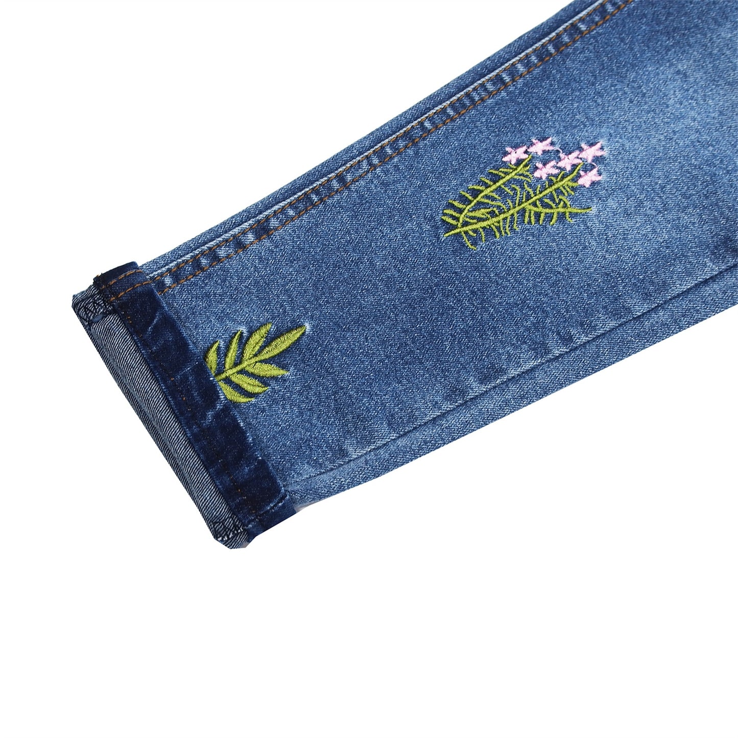 Girls Cotton Denim, Flower Design Jeans 5-15 years