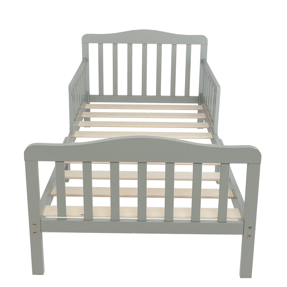 Wooden Baby Toddler Bed with Safety Guardrails -3 Color Choices