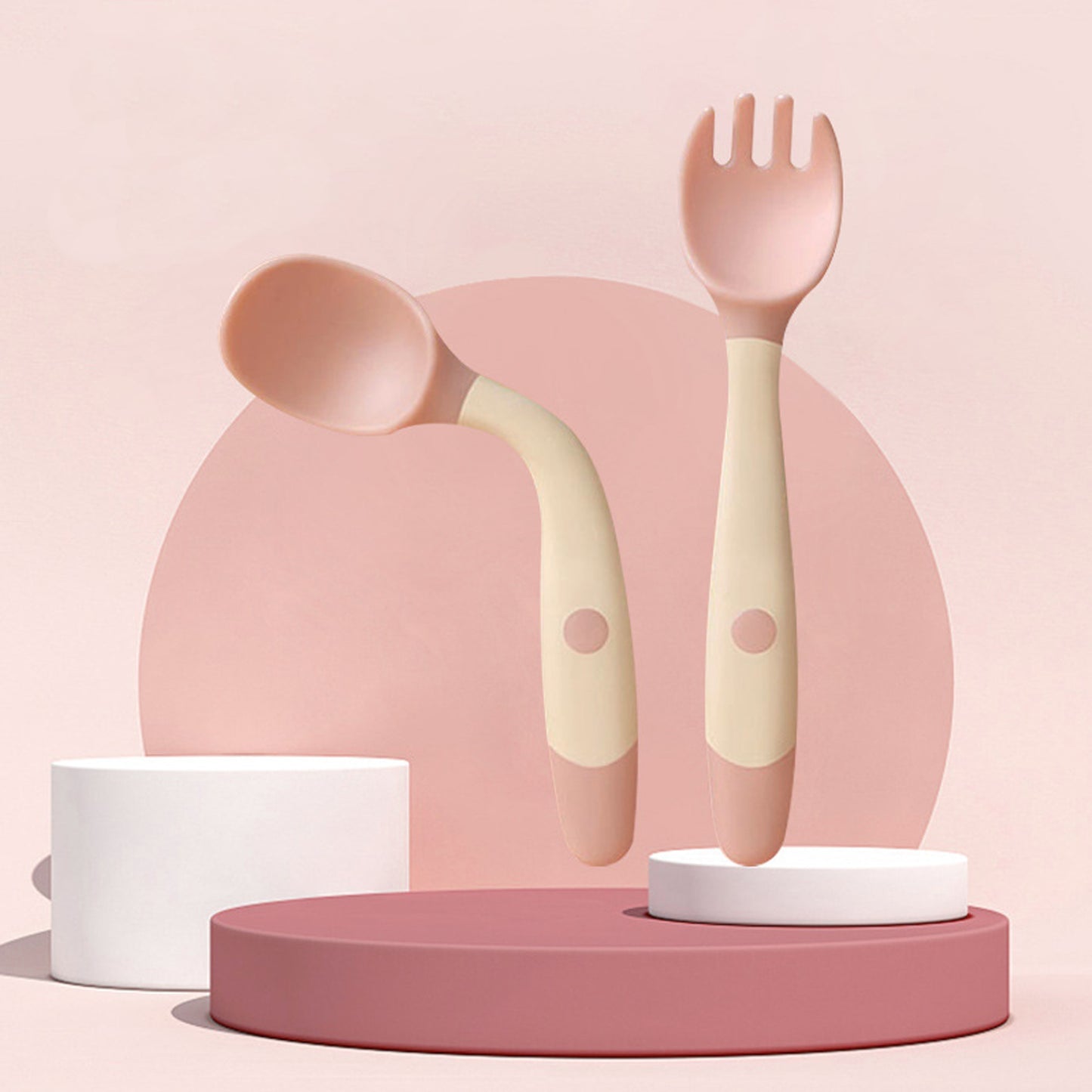 Silicone Soft Spoon & Fork Utensil Set -Learn To Eat Training