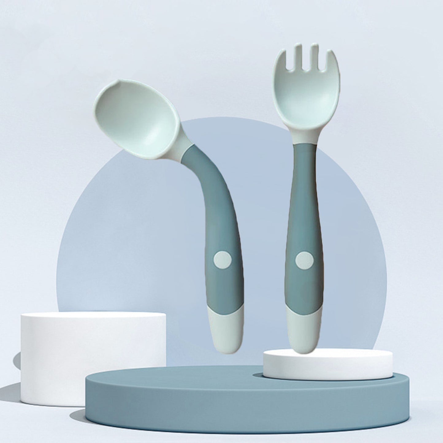 Silicone Soft Spoon & Fork Utensil Set -Learn To Eat Training