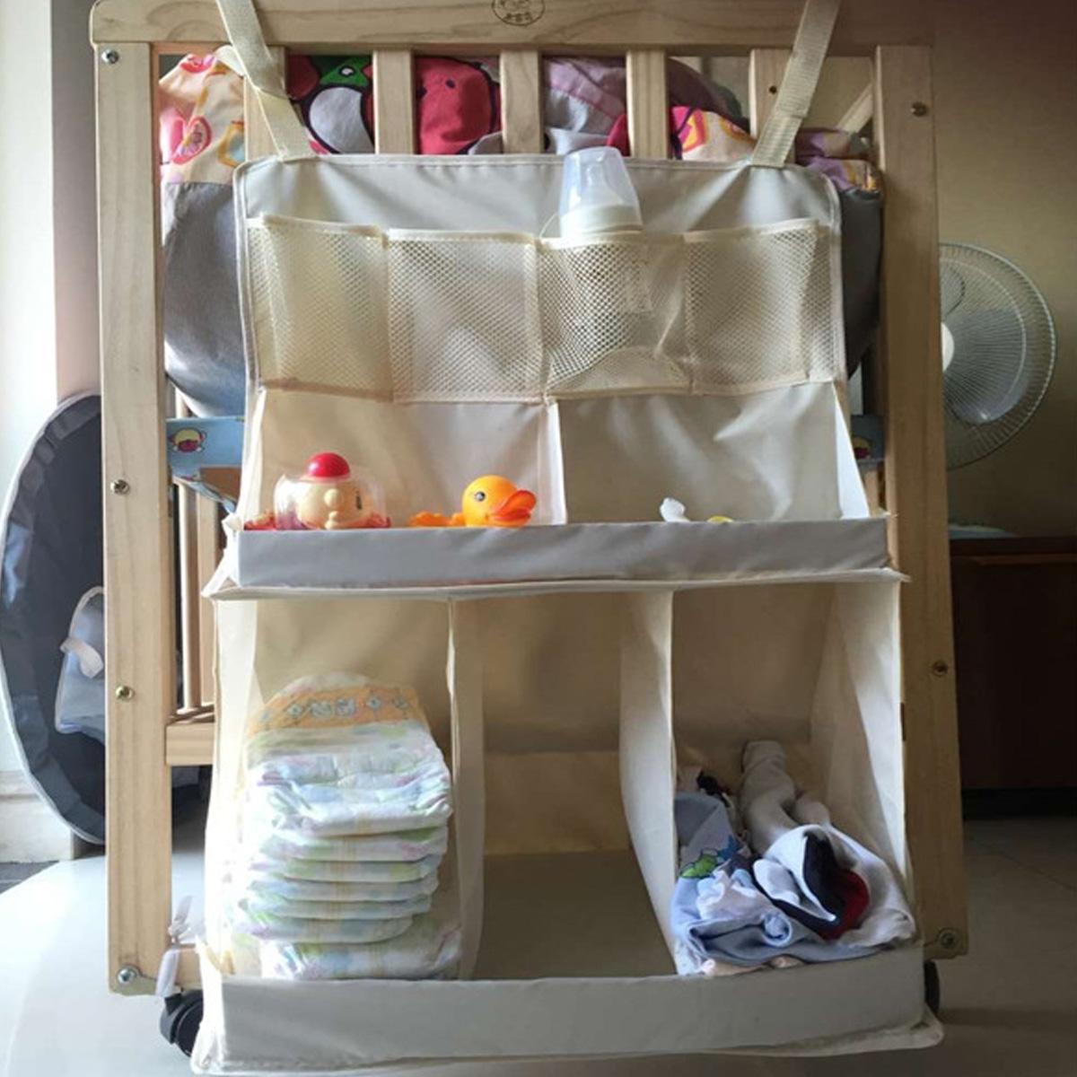 Crib Hanging Organizer Bag-Waterproof Diaper Portable Storage