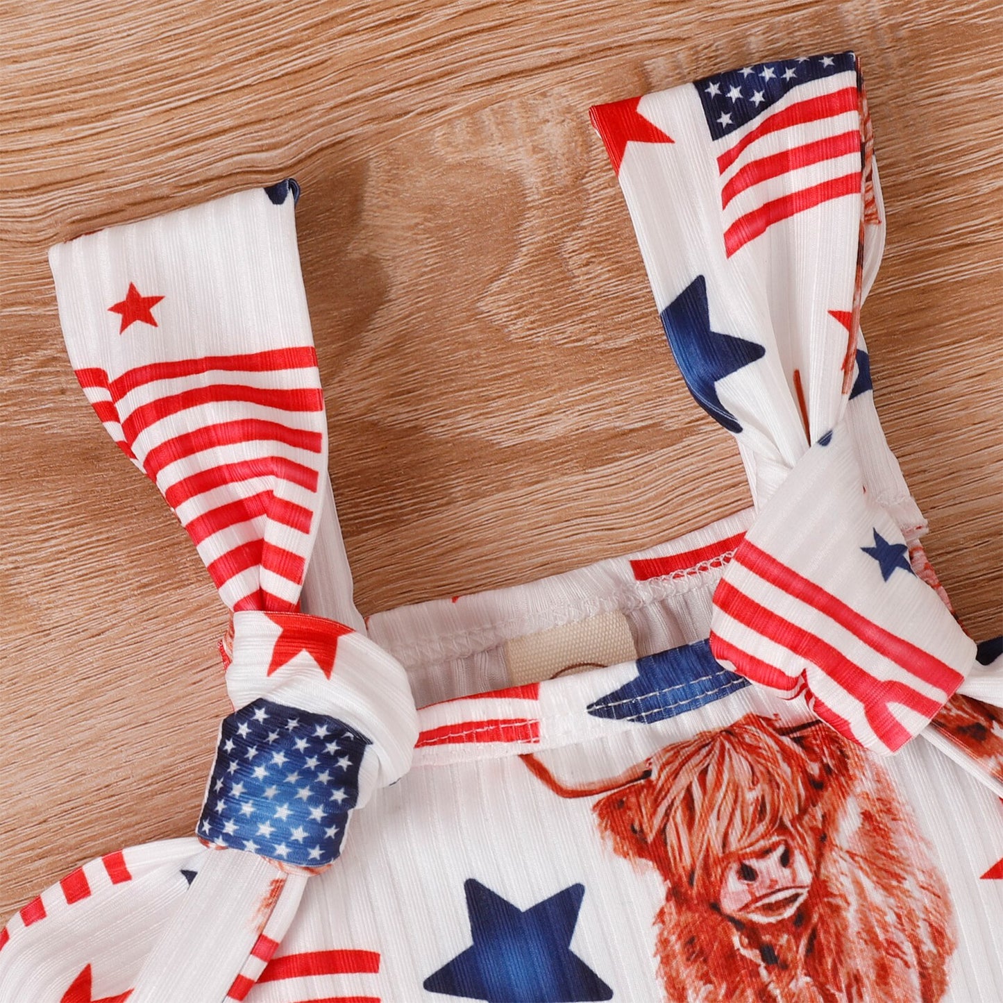 0-18m Baby -Independence Day-Cow Head Printed One Piece