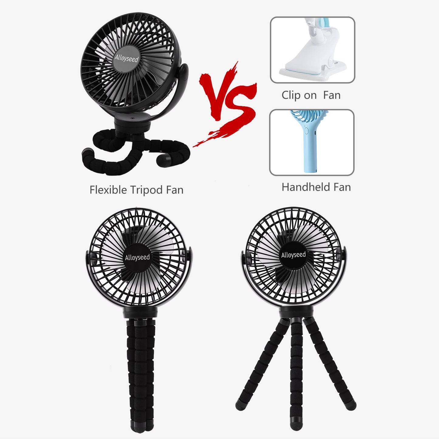 Flexible Octopus Stroller Fan USB Rechargeable Handheld Tripod Personal Cooler Fan with 3 Speed Portable