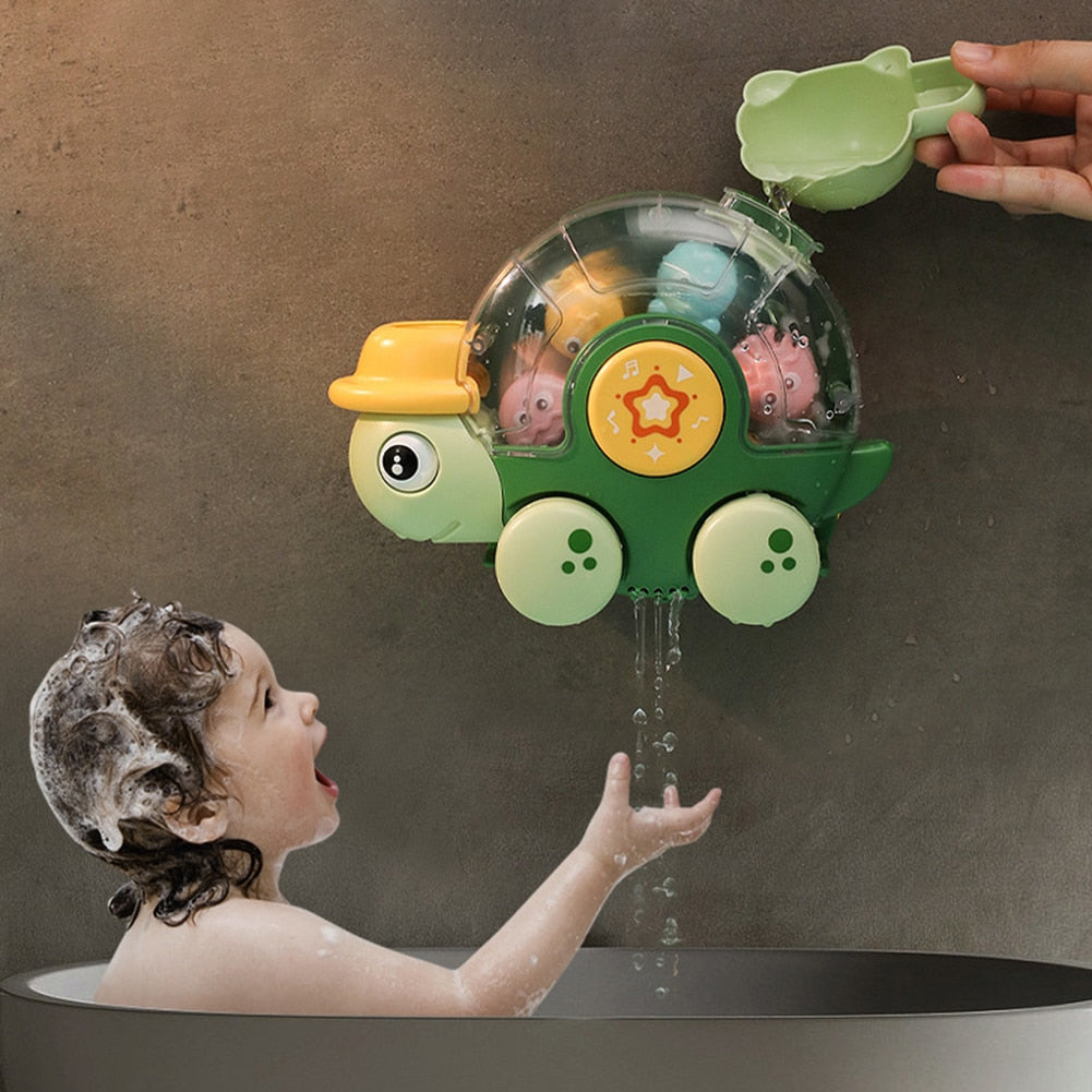 Tortoise Waterfall Toy-Bath Waterwheel with Suction Cup