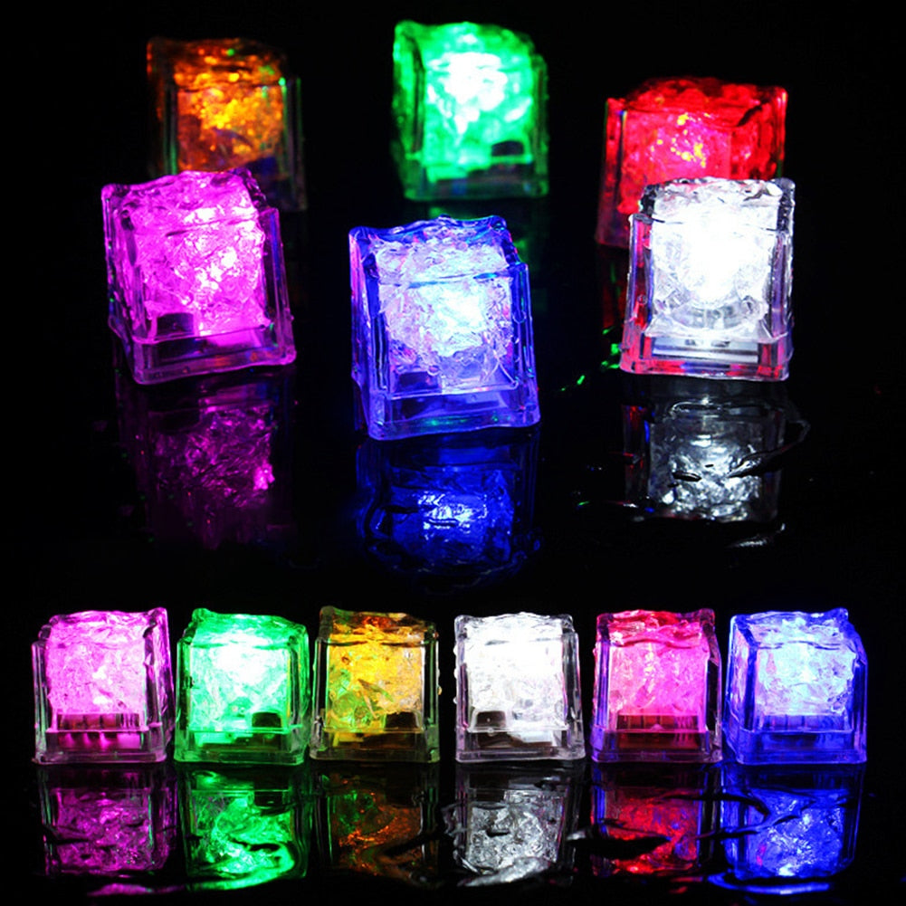 12pcs LED Ice Cubes Floating Toy for Bath, Kitchen, Water Activated