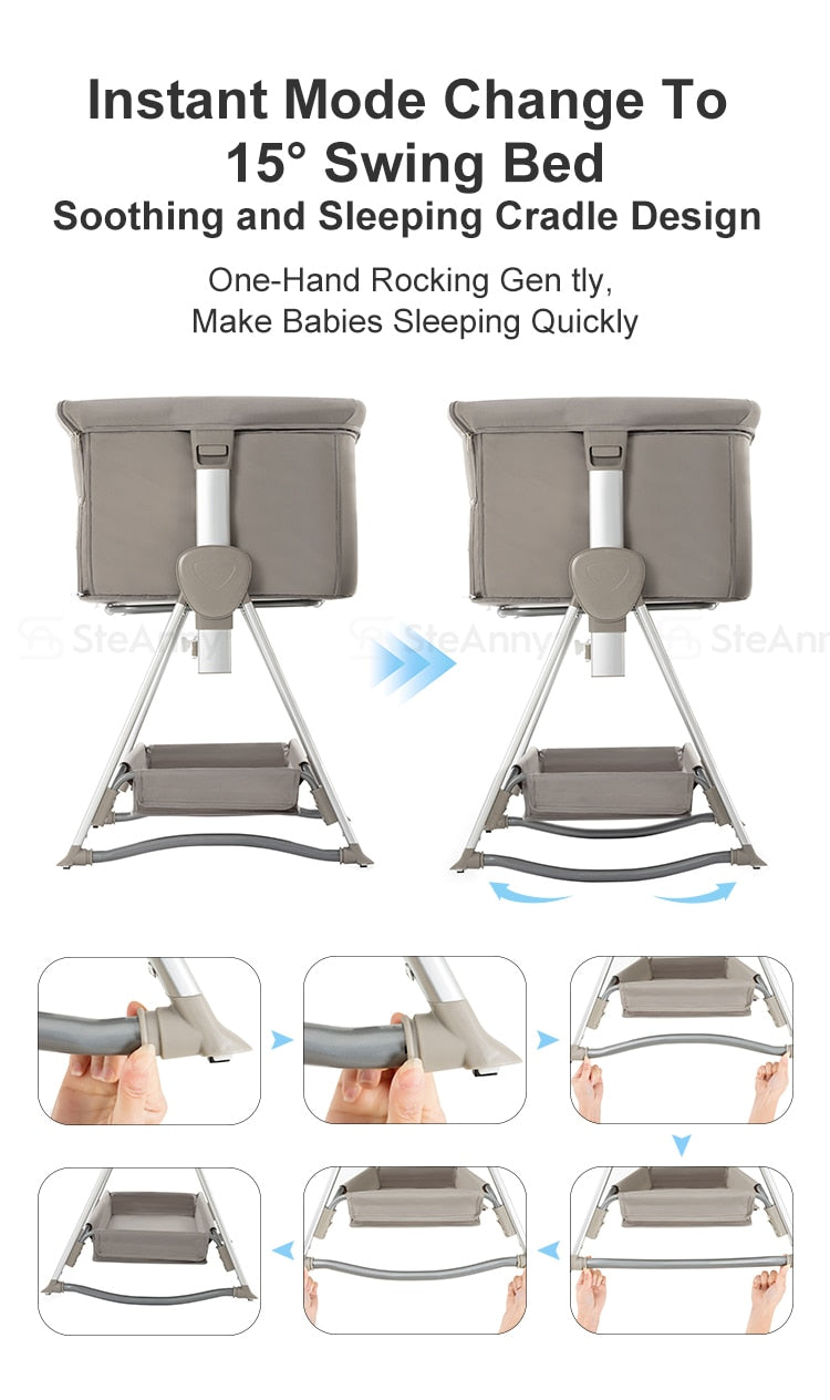 Baby Bedside Sleeper-Portable Folding Travel Baby Bed-Multifunction Crib