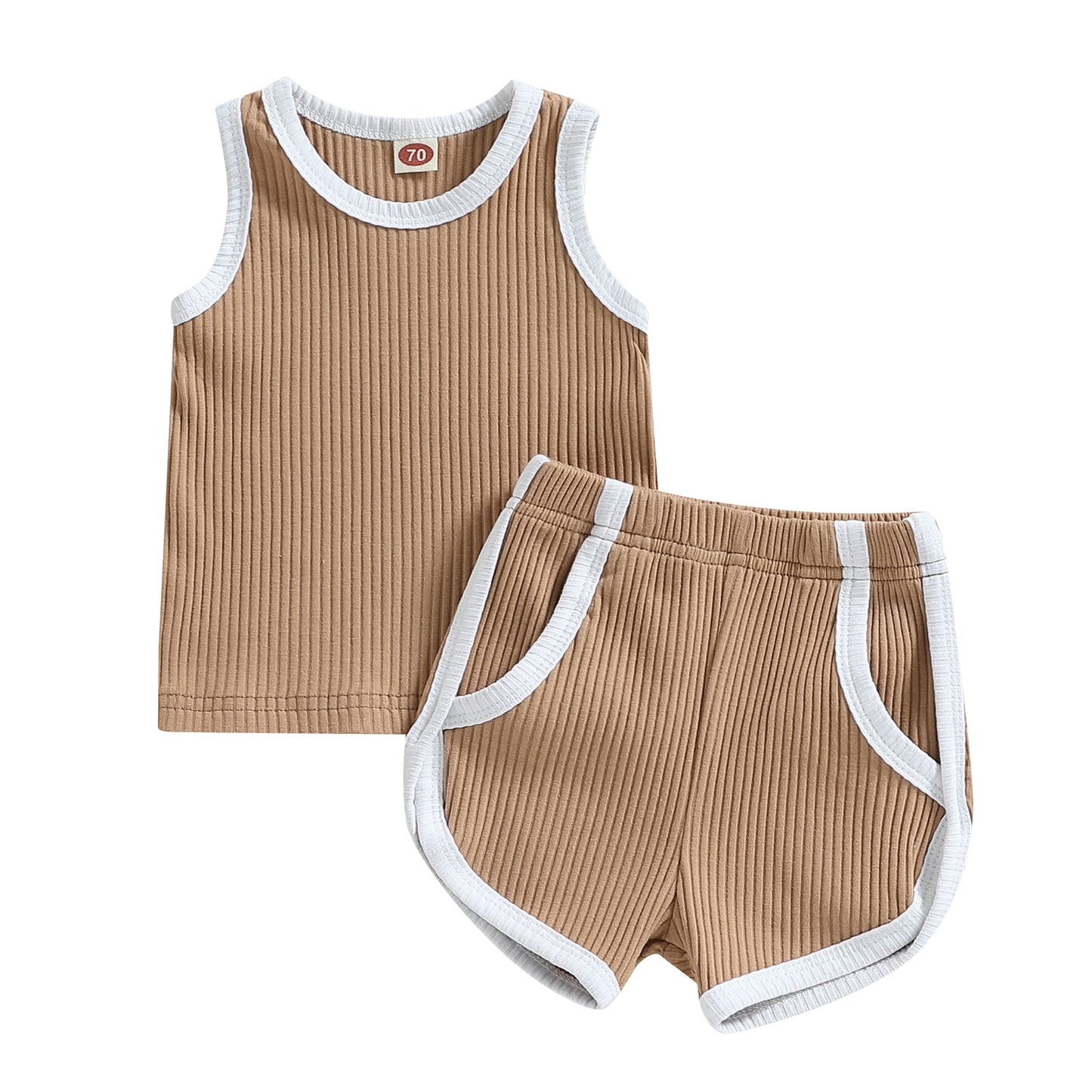 0-18m, 2T-4T,  2pc Sleeveless Ribbed Tank Top-Shorts Set