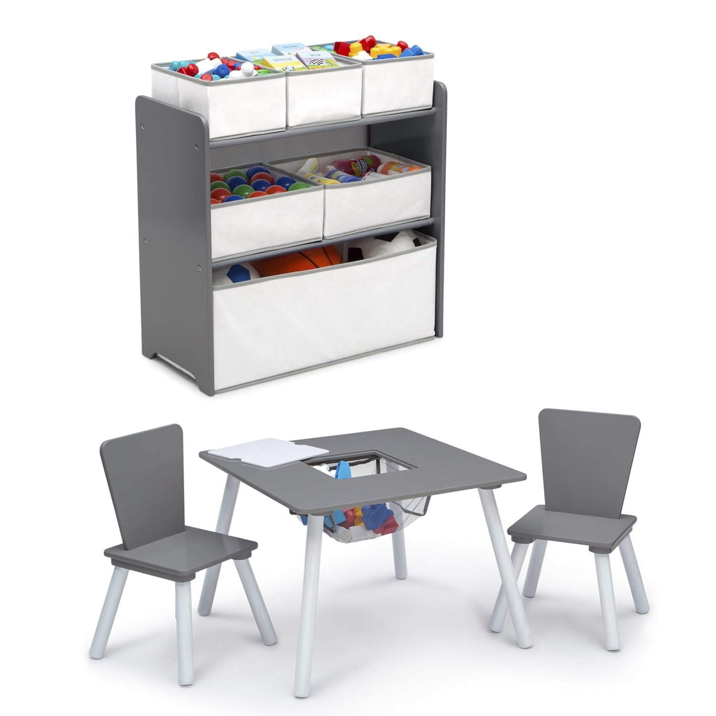 4-Pc Table Chair Set & Toy Organizer-3 Color Choices-Toddlers