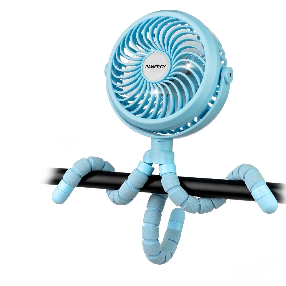 Portable Personal Fan 360°-Battery Powered Fan w/Flexible Tripod-Adjustable 3 colors