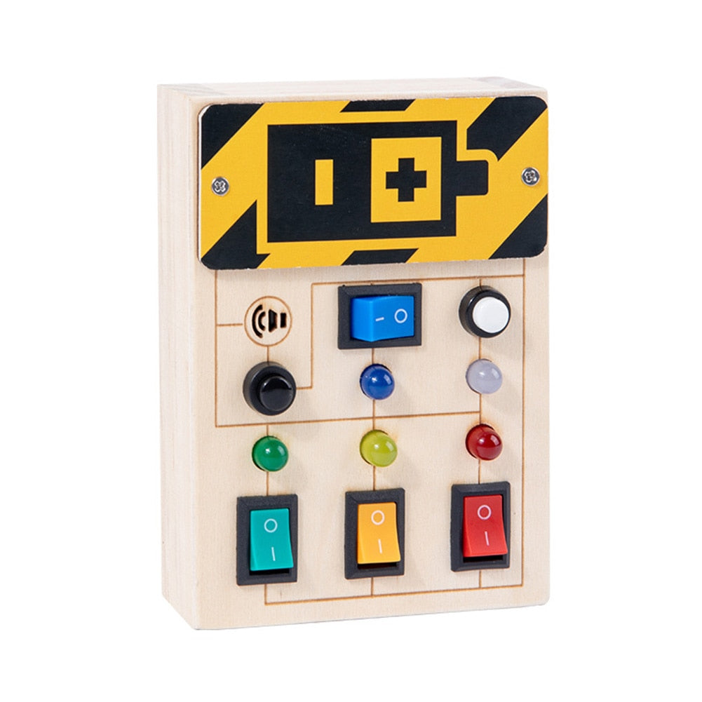 Kids Electronic BusyBoard-Wood-LED Light-Montessori-Cognition