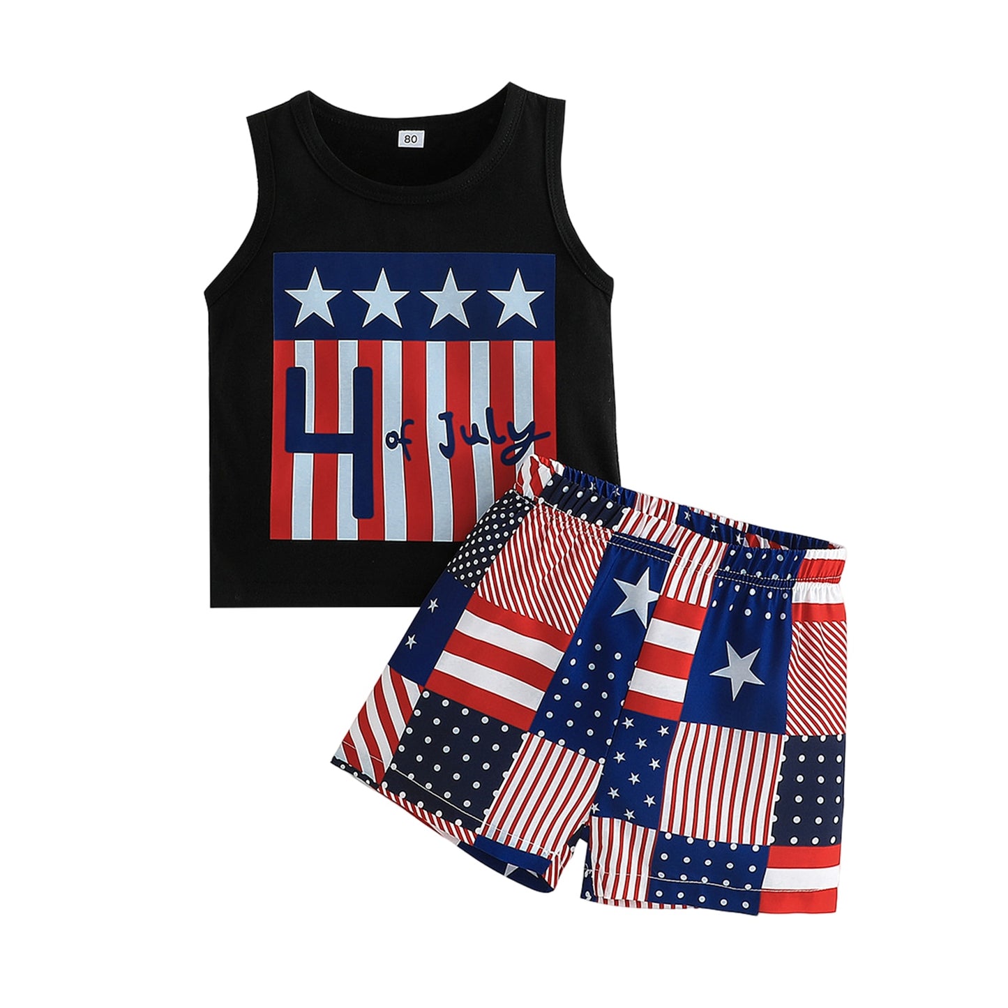 Independence Day 2pcs tank Top + Shorts,  Baby & Toddler Boys Star Stripe Print