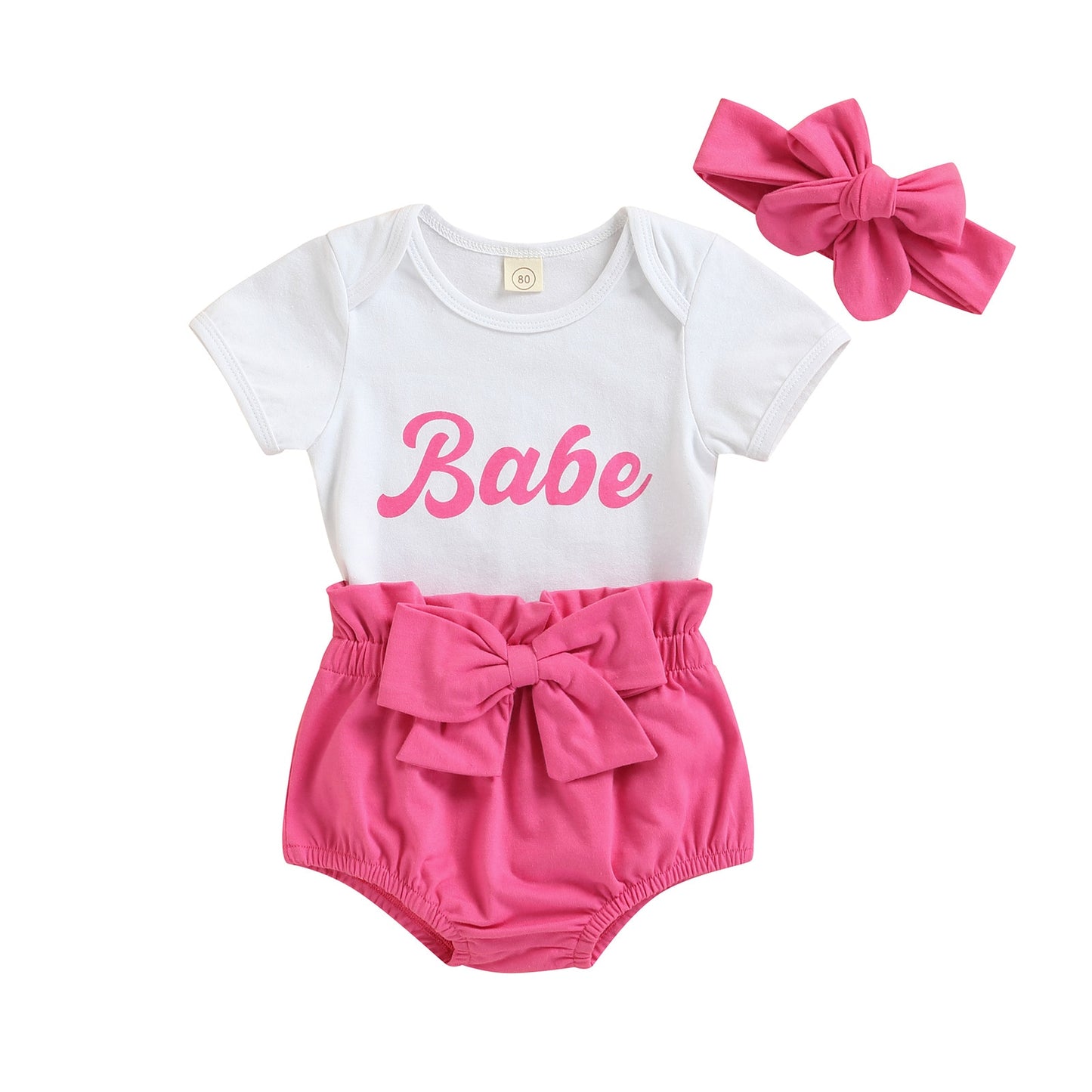 0-24M Baby Girl Letter Romper & Bow Headband