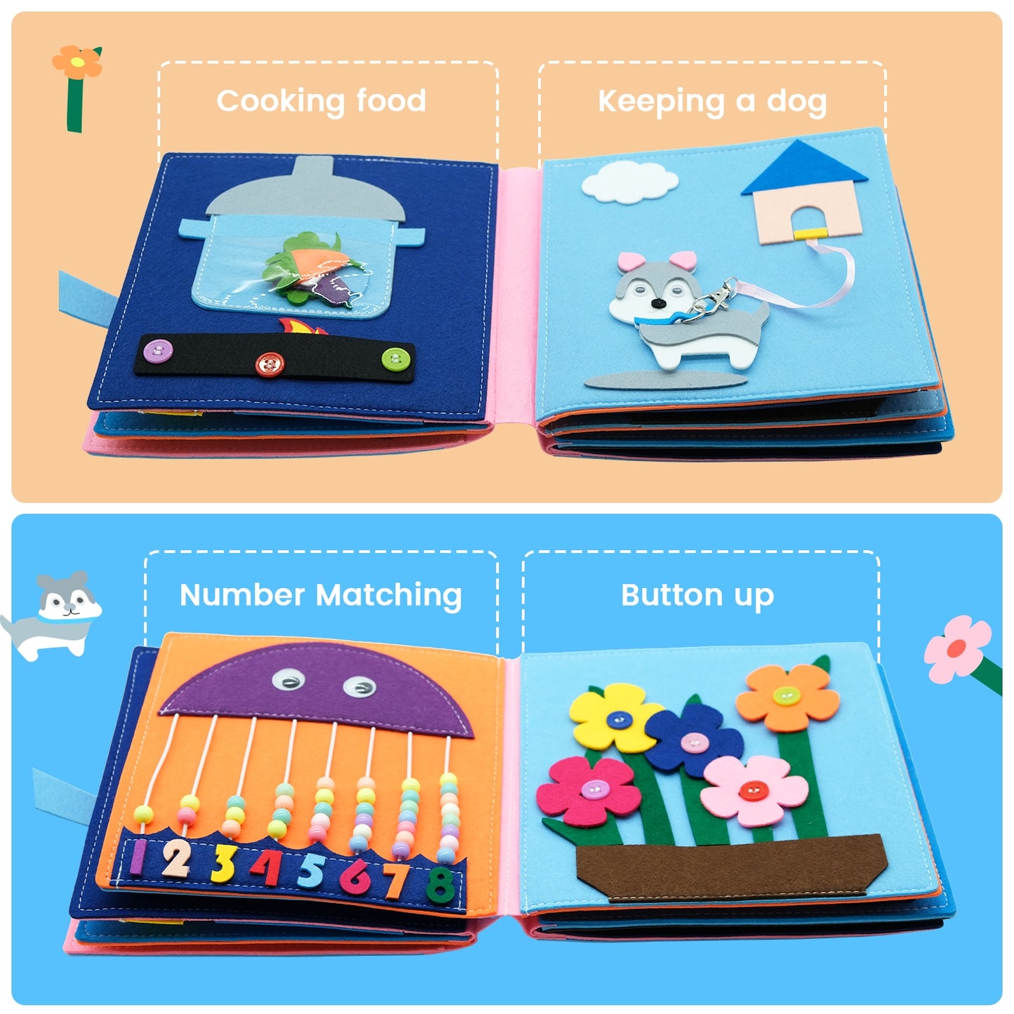 Baby Montessori Cloth Book-Basic Life Skill Teachings