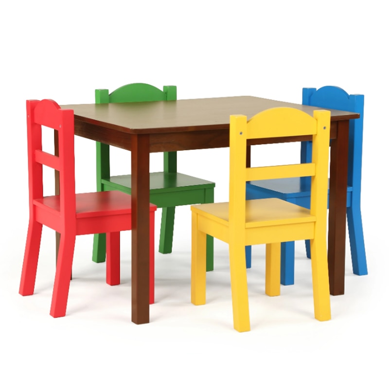 5pc Wood Table & Chairs Set has 4 Color Choices