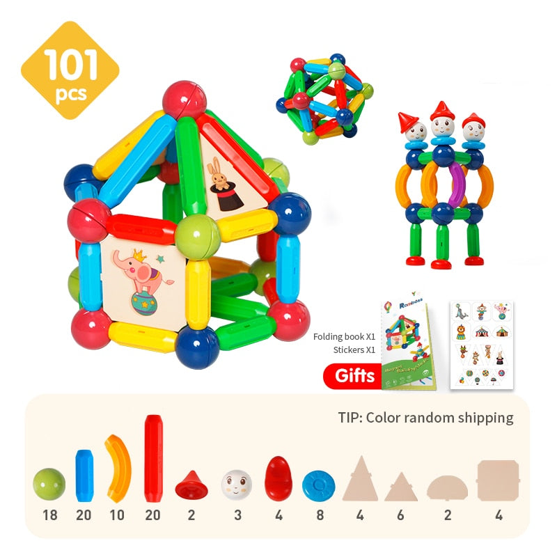 10pc-136pc Sets Magnetic Stick Rod Constructor Toy