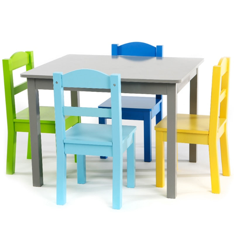 5pc Wood Table & Chairs Set has 4 Color Choices