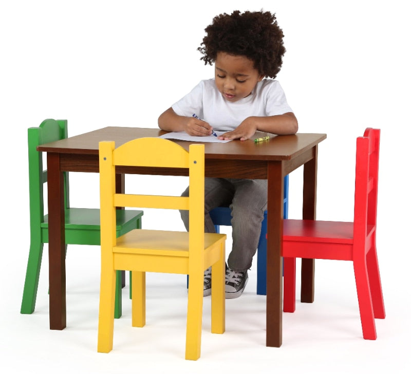 5pc Wood Table & Chairs Set has 4 Color Choices