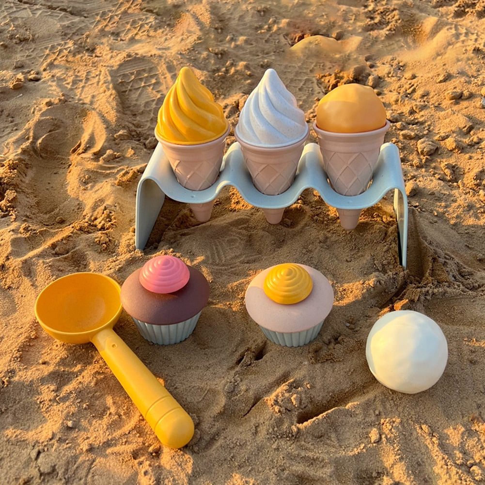 4pc or 7pc Set Silicone Beach Toys, Ice Cream Toy