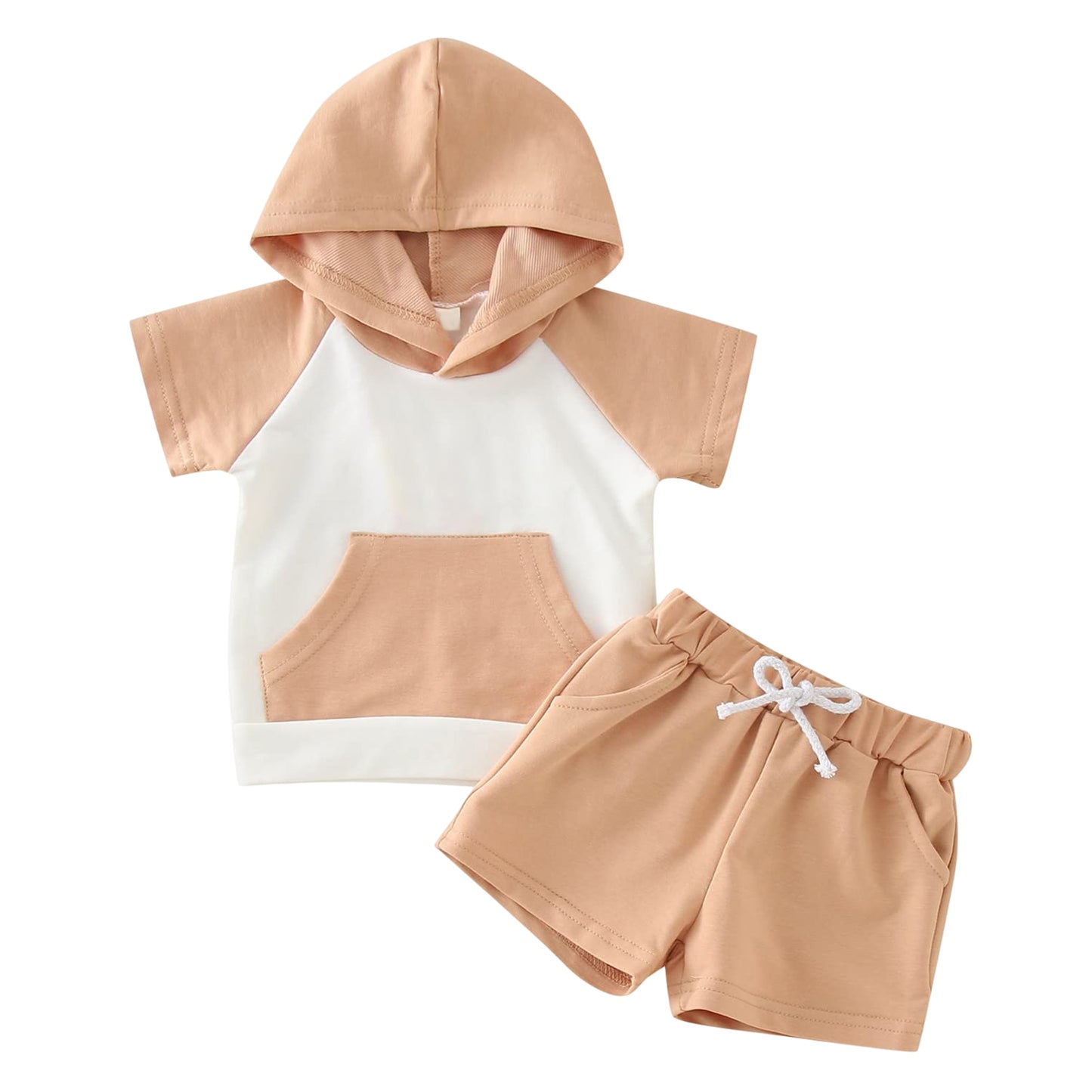 Baby Boy Patchwork Hooded T-Shirt +Shorts- Cotton 3m-2T