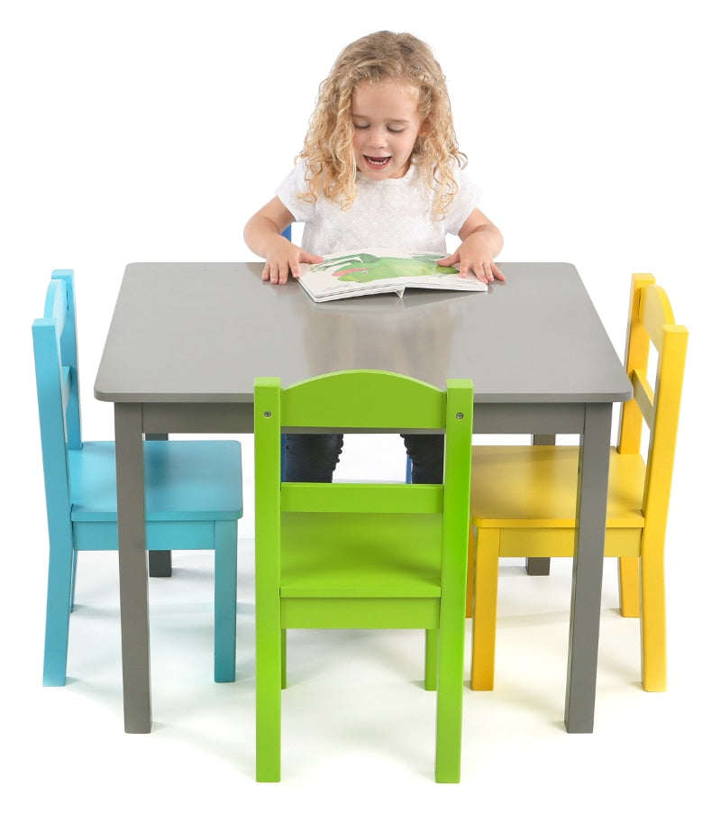 5pc Wood Table & Chairs Set has 4 Color Choices