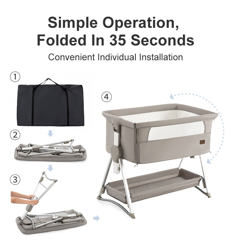 Baby Bedside Sleeper-Portable Folding Travel Baby Bed-Multifunction Crib