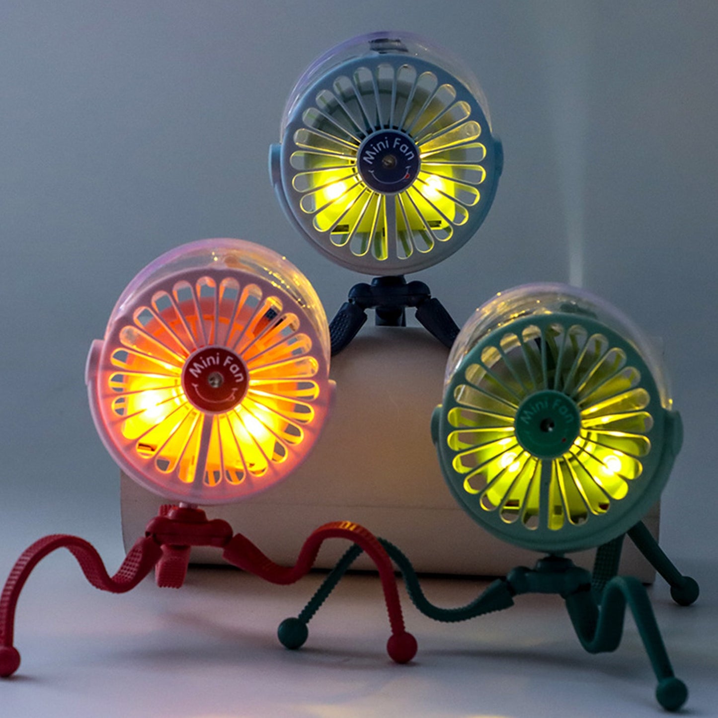 Portable Stroller Mini Octopus Fan -Silent-Night Light-USB