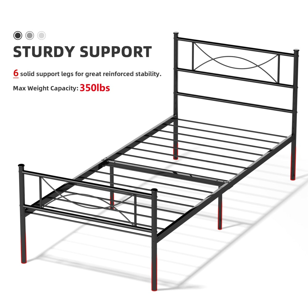 Metal Bed w/ Headboard & Footboard, Twin, Full