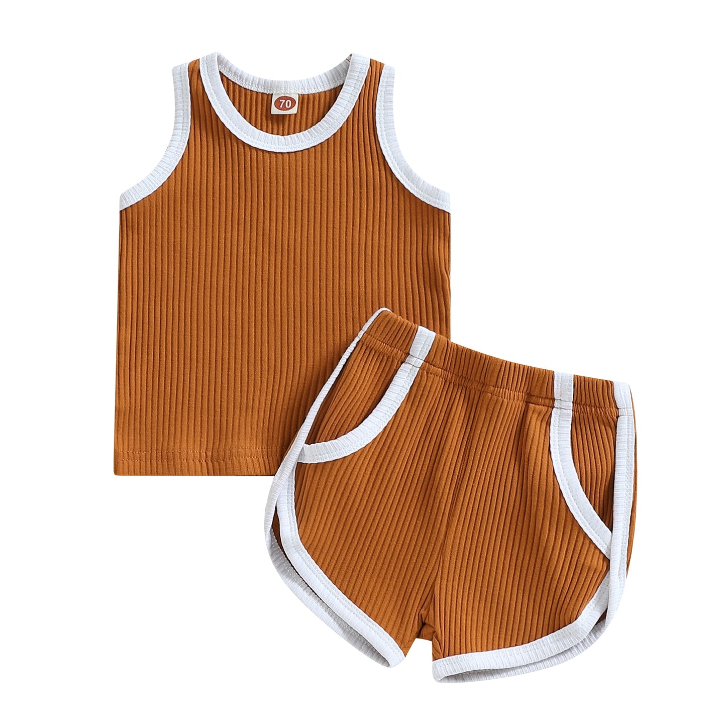 0-18m, 2T-4T,  2pc Sleeveless Ribbed Tank Top-Shorts Set