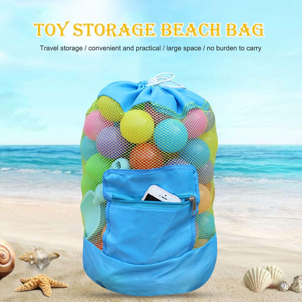 Portable Foldable Beach Tote w/ Sand Toys, Mesh Storage