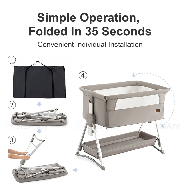 Baby Bedside Sleeper-Portable Folding Travel Baby Bed-Multifunction Crib