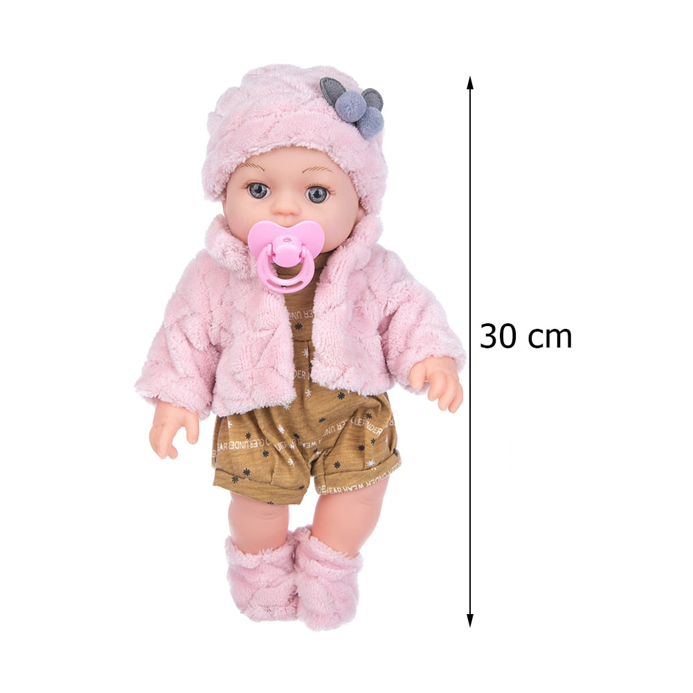 12inch Fashion Dress Up Lifelike Doll Vinyl Simulation Reborn Baby Soothing