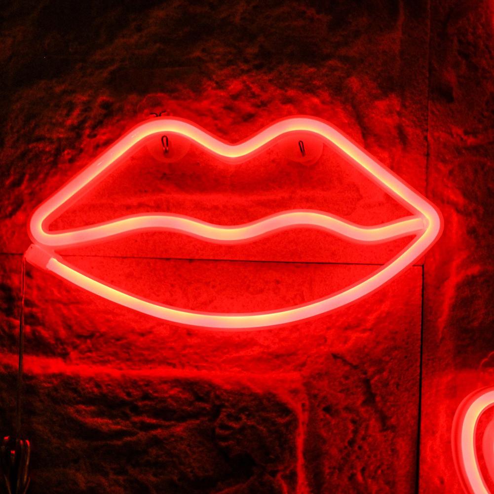 Indoor LED Neon-Night Light Lips Wall Decor