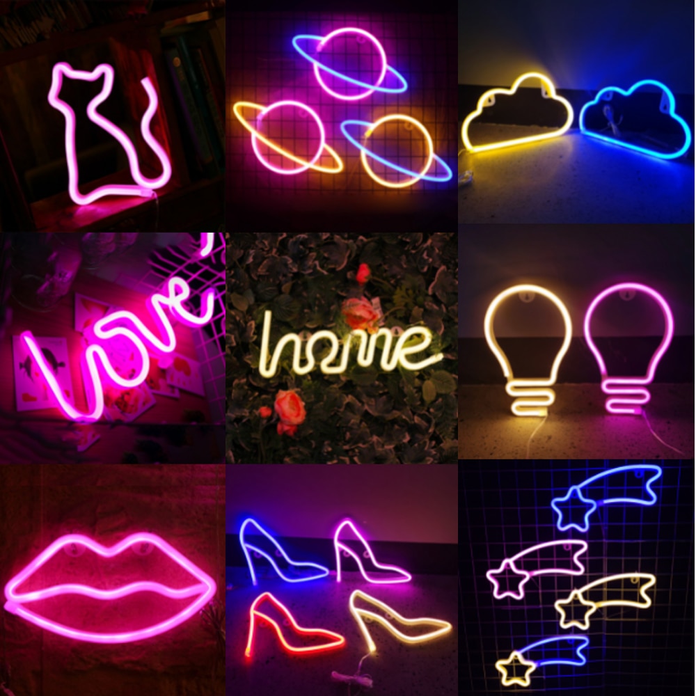 LED Neon Sign Night Lights-Wall Decor USB Socket-Indoor