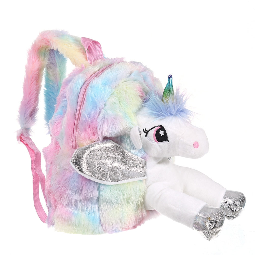 Children  Plush Backpack Unicorn Fur Small Mini Toy Knapsacks