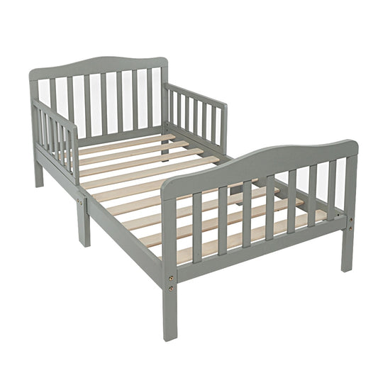 Wooden Baby Toddler Bed with Safety Guardrails -3 Color Choices