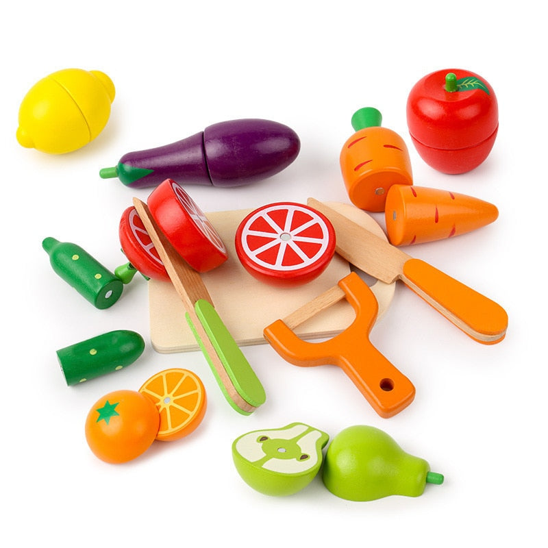 Kids Wooden Magnetic Cut Fruit/Vegetable Cooking Set